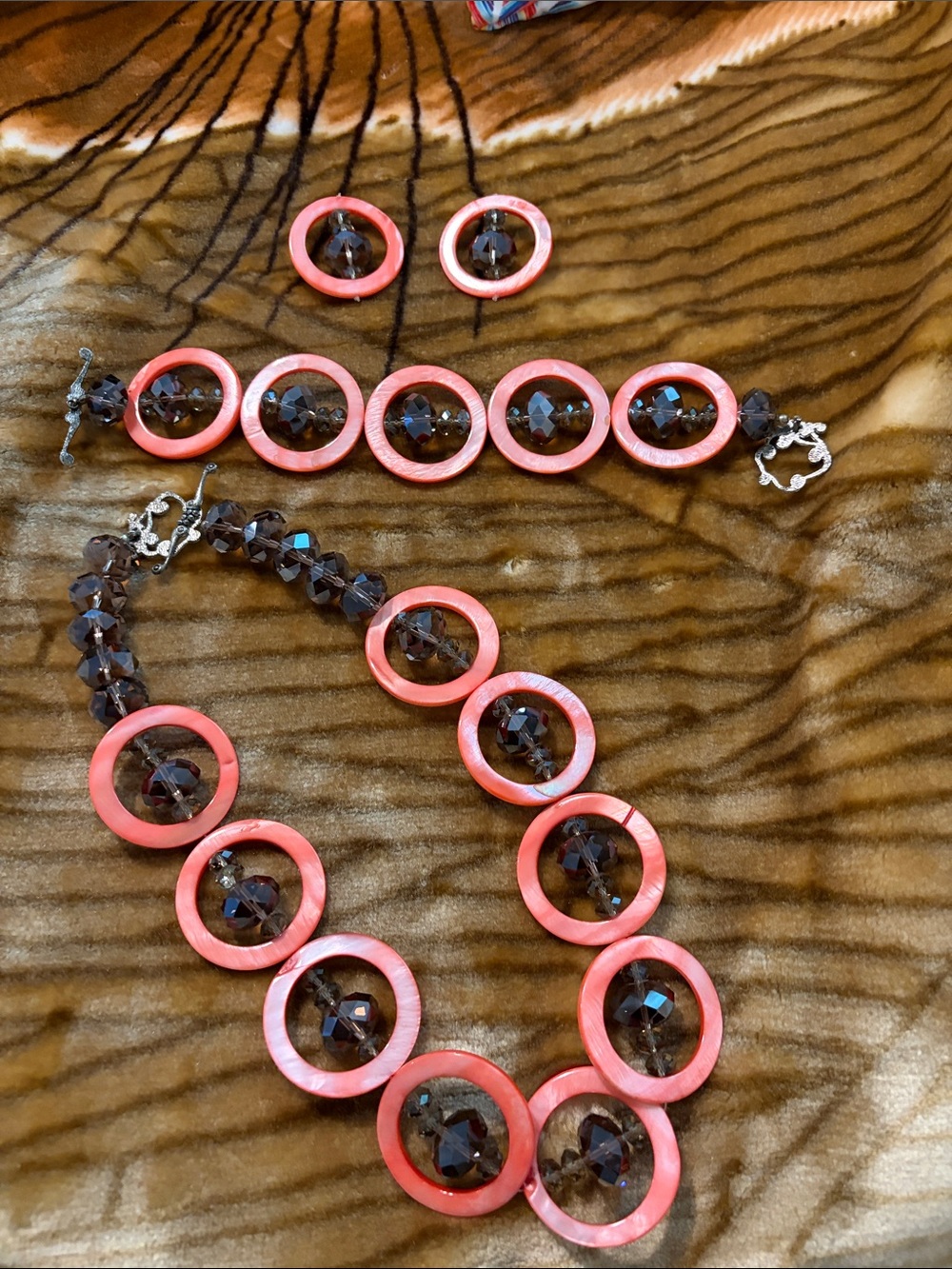 Women’s Pink and Brown Statement Jewelry Set